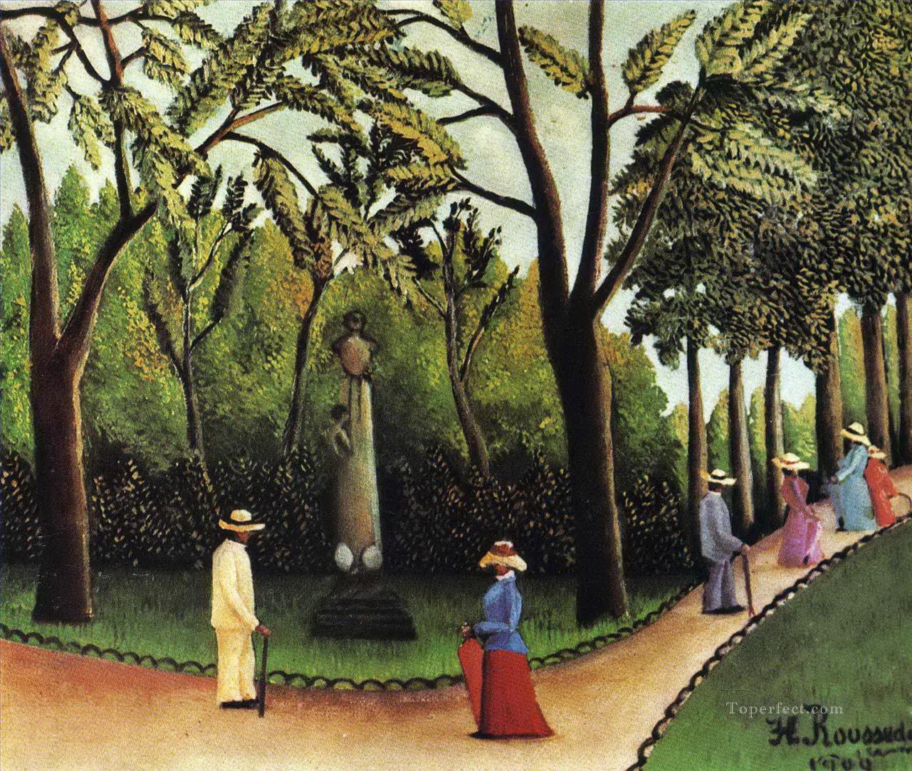 the monument to chopin in the luxembourg gardens 1909 Henri Rousseau Post Impressionism Naive Primitivism Oil Paintings